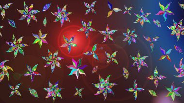 Düz Çiçek Elementleri Tasarımı. Kahverengi renkli çiçekler. Renkli Bahar Teması eskiz kalıbı. Çiçek desenli eskiz, yaz çiçekleri..