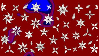 Suluboya çiçekli çiçek deseni. Kırmızı renkte güzel bir tekstil. Raster illüstrasyonu.