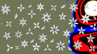 Vadinin yeşil renkli çiçekleri. Raster çiçek desenleri çiziyor..