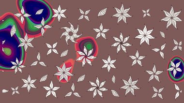 Suluboya çiçekli çiçek deseni. Raster illüstrasyonu. Kahverengi renkli güzel tekstil.