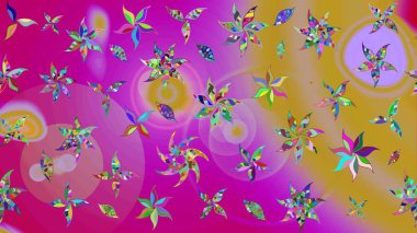 Raster illüstrasyonundaki çiçek desenli çizim. Mor renkte çiçekler.