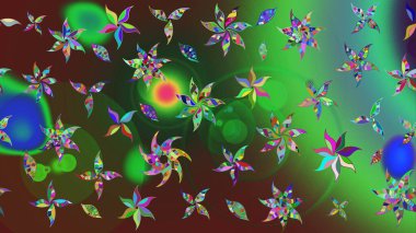 Çiçekli eskiz deseni. El çizimi. Suluboya çizimi. Yeşil renkte çiçekler.