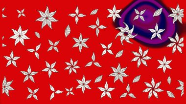 Renkli Bahar Teması eskiz kalıbı. Kırmızı renkte çiçekler. Sevimli çiçek raster deseni. Düz Çiçek Elementleri Tasarımı.