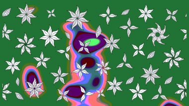 Düz Çiçek Elementleri Tasarımı. Raster illüstrasyonu. Taslak desenli, modaya uygun kumaş deseni. Renkli Bahar Teması eskiz kalıbı. Şirin çiçek elementleri..