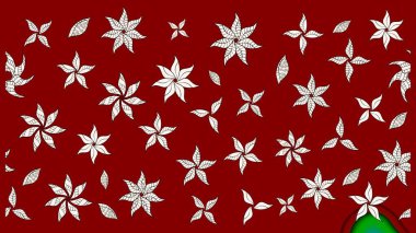 Şirin çiçekli eskiz deseni ve kırmızı renklerde yapraklar, suluboya çiçek deseni, duvar kağıdı, kart veya kumaş için fayanslı. Raster illüstrasyonu.