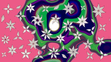 Renkli grunge, soyut arkaplanı colopink çiçekleri ile zenginleştirir. Parmak izi, kumaş, duvar kâğıdı, tekstil için raster dokusu. Nakış desenli çiçek deseni..