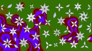 Yeşil renkli çiçekler. El çizimi. Çiçekli eskiz deseni. Suluboya çizimi.