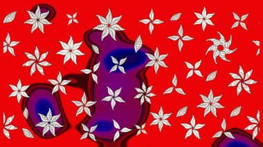 Kırmızı renkte çiçekler. Çizim çiçek deseni duvar kâğıdı olarak kullanılabilir. Raster illüstrasyonu.