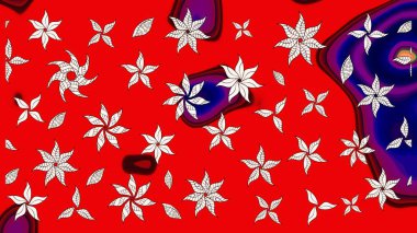 Tatil havası. Raster güzel bir çiçek deseni çizmiş. Bahar mevsimi. Kırmızı renkte çiçekler. Nazik romantik baskı.