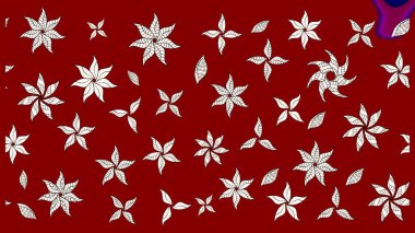 Raster çiçek izi. Klasik taslak çizimi. Çiçek kırmızısı çizim deseni.