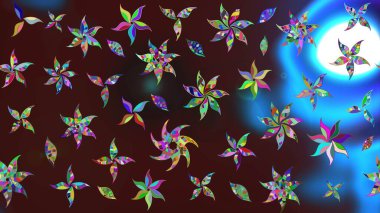 Sevimli çiçek raster deseni. Modaya uygun kumaş deseni. Renkli Yaz Temalı eskiz kalıbı. Düz Çiçek Elementleri Tasarımı.