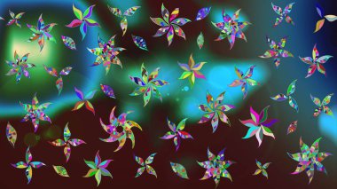 Çiçek desenli çizim. Raster illüstrasyonu. Asya tekstil tarzında. Kahverengi renkli çiçekler. Raster illüstrasyonu.