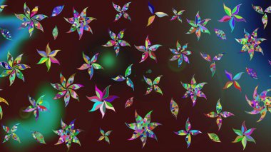 Çiçekli karalama şeklinde Raster çiçek deseni. Yumuşak, yaz çiçekli arka plan. Kahverengi renkte çiçekler.