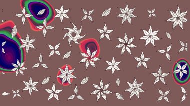 Küçük çiçekli basit bir çiçek çizimi. Kahverengi renkte sevimli çiçekler. Moda baskısı, albüm, ambalaj kağıdı ve duvar kağıdı için zarif dekoratif süslemeler. Raster illüstrasyonu.