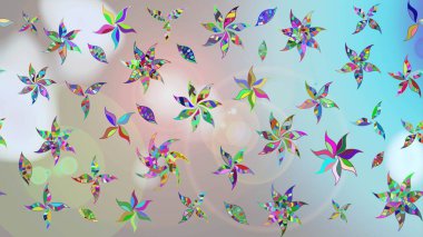 Raster düz çiçek çizim deseni. Hediye ambalaj kağıdı, tebrik kartları, posterler ve pankart tasarımı. Tarafsız renklerde çiçekler.