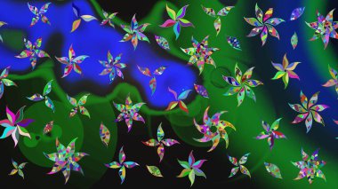 Çiçek yeşili eskiz deseni. Raster çiçek izi. Klasik taslak çizimi. Raster Yumuşak kumaş deseni.