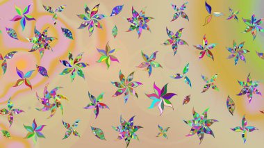 Çiçekli çiçek deseni, suluboya. Bej renkli çiçekler. Renkli Bahar Teması eskiz kalıbı. Düz Çiçek Elementleri Tasarımı. Raster illüstrasyonu.