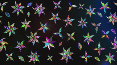 El çizimi çiçekli soyut çizim kalıbı. Raster illüstrasyonu. Gri renkli çiçekler.