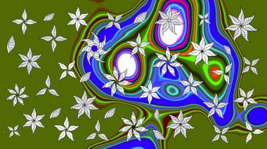 Renkli Bahar Teması eskiz kalıbı. Düz Çiçek Elementleri Tasarımı. Raster..