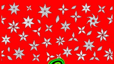 Çiçek desenli çizim. Raster illüstrasyonu. Asya tekstil tarzında. Kırmızı renkte çiçekler. Raster illüstrasyonu.