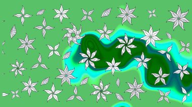 Eskiz arkaplan modeli. Vadinin yeşil renkli çiçekleri. Suluboya, elle çizilmiş. Raster - stok.