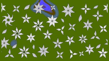 Elle boyanmış suluboya resim çizimleri, çiçekler ve bitkiler. Yeşil renkte çiçekler.