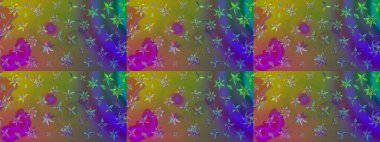 Tekstil için suluboya eskiz deseni. El çizimi çiçek çizimi deseni (fayans). Şirin çiçekli, desenli, yeşil renkli çizim deseni.