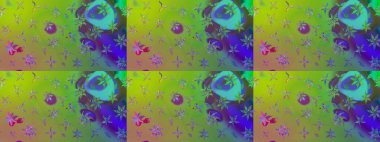 Yeşil renkte güzel çiçekler, suluboya desenli, duvar kağıdı, kart ya da kumaş için fayanslı eskizler. Raster..