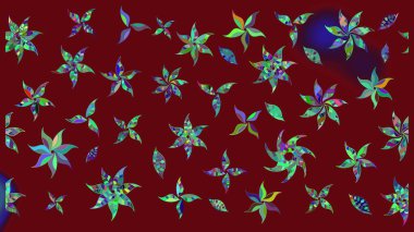 Raster illüstrasyonundaki çiçek desenli çizim. Renkli Bahar Teması eskiz kalıbı. Düz Çiçek Elementleri Tasarımı. Kırmızı renkte çiçekler.