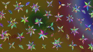 Asya tekstil tarzında. Yeşil renkli çiçekler. Çiçek desenli çizim. Düz Çiçek Elementleri Tasarımı. Renkli Bahar Teması eskiz kalıbı. Raster illüstrasyonu.