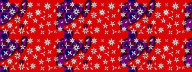 Raster illüstrasyonundaki çiçek desenli çizim. Kırmızı renkte çiçekler. Renkli Yaz Temalı eskiz kalıbı. Düz Çiçek Elementleri Tasarımı.