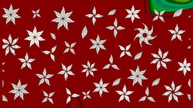 Raster illüstrasyonu. Kırmızı renkte karalamalı çiçek deseni çiz.