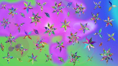 Mor kıvırcık çiçekler mor renkte şekillenir. Klasik çiçek tasarımı elementleri. Raster illüstrasyonu.