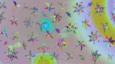 Robot resim. Raster illüstrasyonu. Şirin çiçek elementleri. Tarafsız renklerde çiçekler.