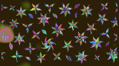 Renkli Yaz Temalı eskiz kalıbı. Raster Illustrasyon 'daki Çiçek Deseni' nin son moda çizimi. Düz Çiçek Elementleri Tasarımı. Güzel kumaş deseni.