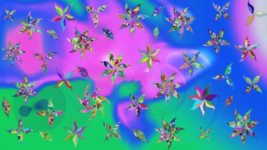 Küçük renkli çiçekler. Çiçekli yaz çiçekleri. Moda baskıları için zarif bir şablon. Robot resim. Motley illüstrasyonu. Küçük çiçekte şirin desenler.