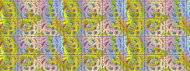 Sevimli çiçek raster deseni. Renkli çiçekler. Düz Çiçek Elementleri Tasarımı. Renkli Bahar Teması çizim şablonu.