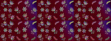 Taslak dekoratif arka plan, çiçek mandala. Çiçek. Raster illüstrasyonu. Kırmızı, mor ve mavi renklerde.