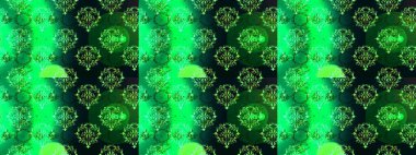 Kusursuz bir arka plan modeli. Yeşil, mavi ve siyah yapraklı yabani çiçekler. Suluboya, elle çizilmiş. Raster illüstrasyonu.