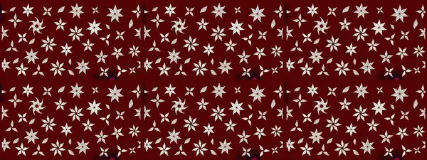 El çizimi çiçek unsurları olan soyut çizim raster deseni. 1950-1960 motifleri. Kırmızının üstüne kırmızı. Çiçekli ipek eşarp. Retro tekstil tasarım koleksiyonu.