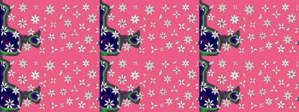 Raster illüstrasyonundaki çiçek desenli çizim. Pembe renkte çiçekler.