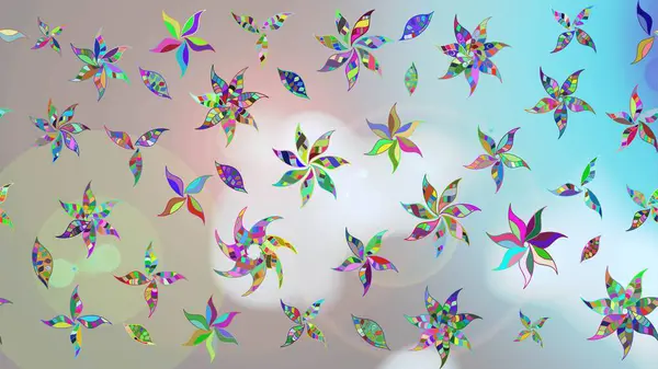 Raster Floral Illustration, Asyalı tekstil. Gri renkli etnik çiçeklerle zarif eskiz deseni.