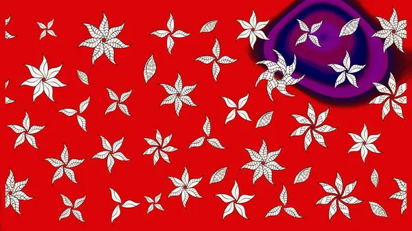 Renkli Bahar Teması eskiz kalıbı. Kırmızı renkte çiçekler. Sevimli çiçek raster deseni. Düz Çiçek Elementleri Tasarımı.