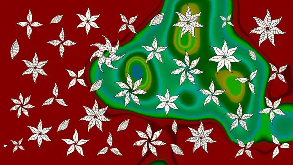 Raster illüstrasyonu. Çiçekli karalama şeklinde Raster çiçek deseni. Kibarca, yaz çiçekleri kırmızı renklerde.