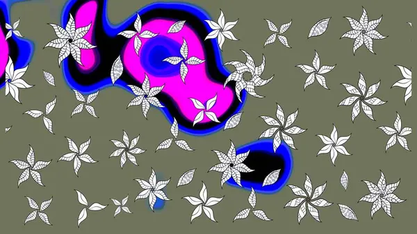 Parlak renkli çiçekli ve yeşil yapraklı harika bir çiçek deseni. Halk tarzı. Modern çiçek arkaplanı. Moda baskıları için zarif bir şablon.