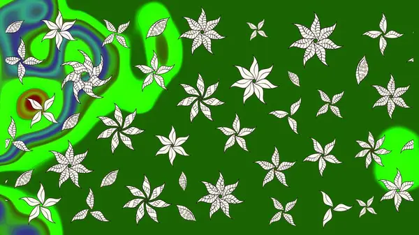 Yeşil renkli çiçekler. Elle boyanmış suluboya resim çizimi çiçekler ve bitkiler.