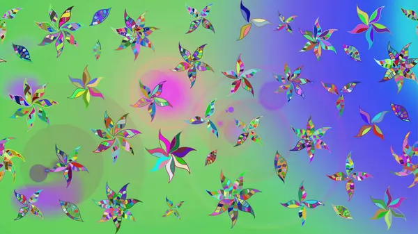 Çiçekli karalama şeklinde Raster çiçek deseni. Nazikçe, güzel çiçek arkaplanı. Yeşil renkte çiçekler.