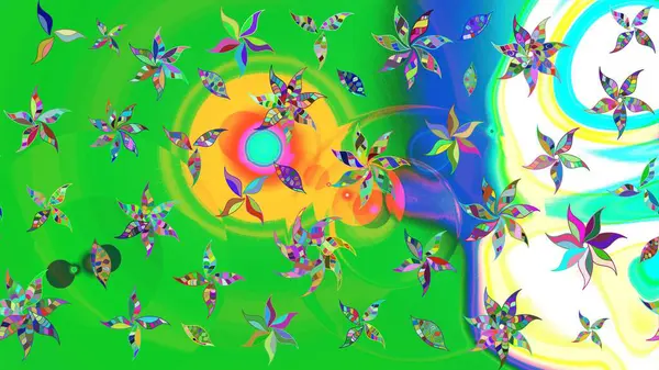 Küçük çiçekteki sevimli çiçek deseni. Yeşil renkte çiçekler.