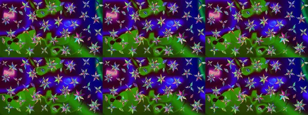 Raster deseni. Bahar çiçekleri dallı desen, yeşil renkler çiçekli siluet.