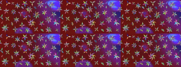 Raster Illustrasyon 'daki Çiçek Deseni' nin son moda çizimi. Düz Çiçek Elementleri Tasarımı. Güzel kumaş deseni. Renkli Yaz Teması çizim şablonu.